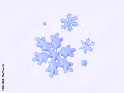 3d blue snowflake.