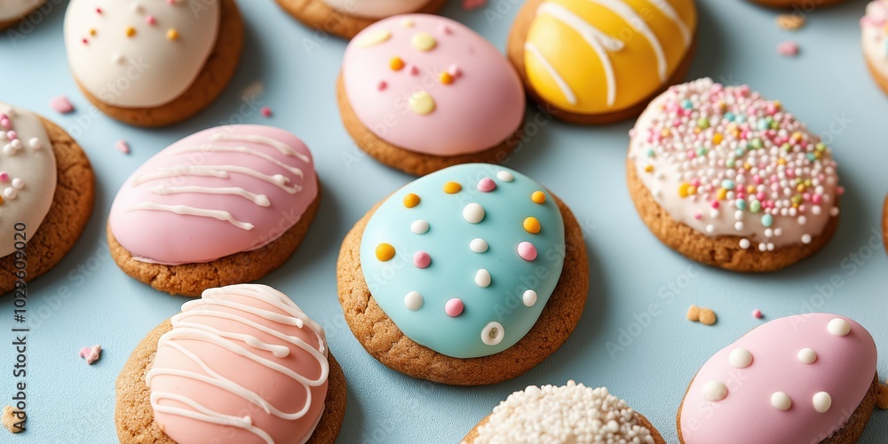 Easter snacks with icing in the form of Easter theme Easter snacks with icing in the form of Easter theme