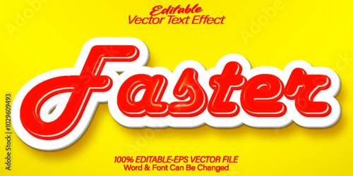 Faster Vector Text Effect Editable Alphabet Red Speed Race Car Sport Drive