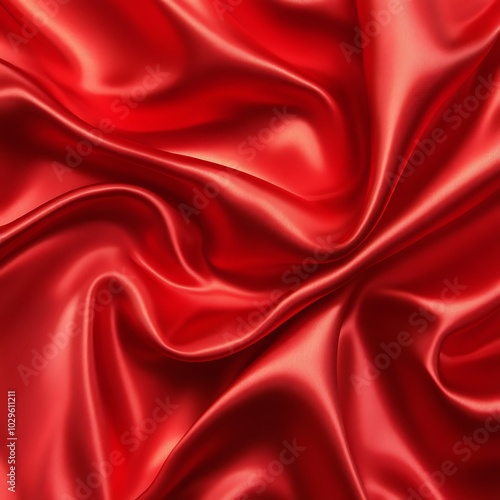 A close-up view of smooth, flowing red satin fabric, showcasing its rich texture and sheen.