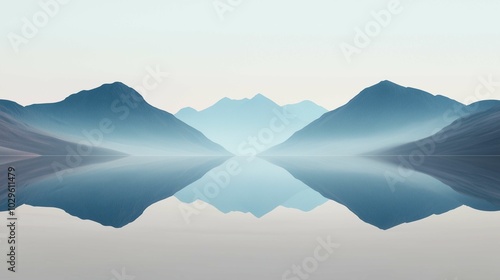 Mountains reflected lake sky background arena entertainment dune abstract forms shapes flowing rhythms dunes empty edges thin fog desert dulled contrast mirrored
 photo