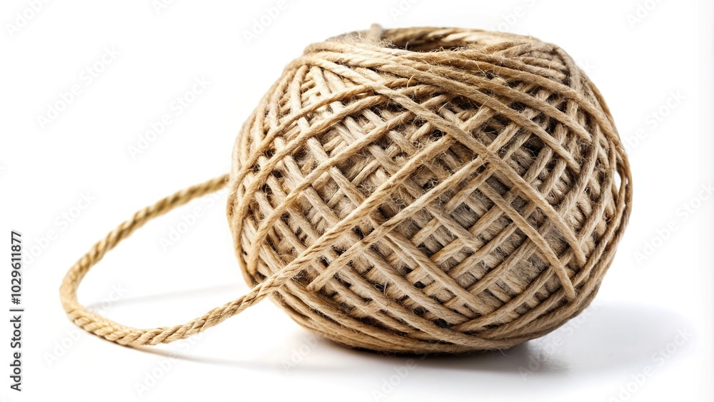 Natural jute twine ball isolated on white Natural jute twine ball isolated on white