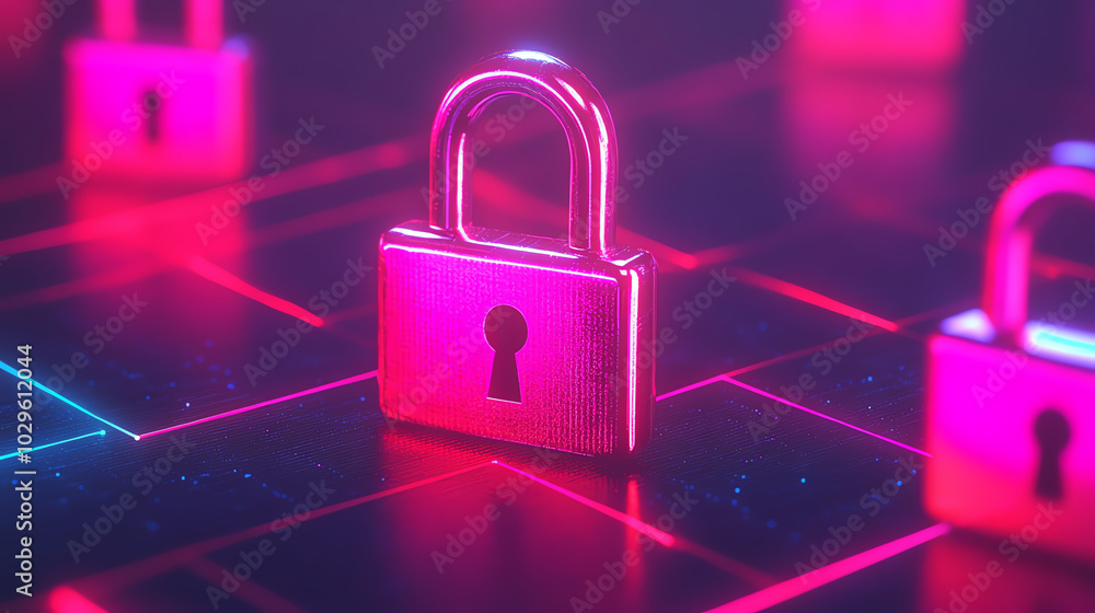 A close-up view of shiny padlocks against a neon-lit background, symbolizing security and protection in a digital world. A close-up view of shiny padlocks against a neon-lit background, symbolizing security and protection in a digital world.