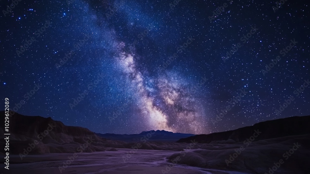 Time-Lapse of Milky Way Over Desert. Celestial Sky and Stars.