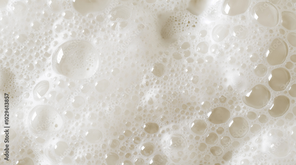 a close-up, top-down view of smooth, fine soap bubbles covering the entire surface in a soft, even layer a close-up, top-down view of smooth, fine soap bubbles covering the entire surface in a soft, even layer