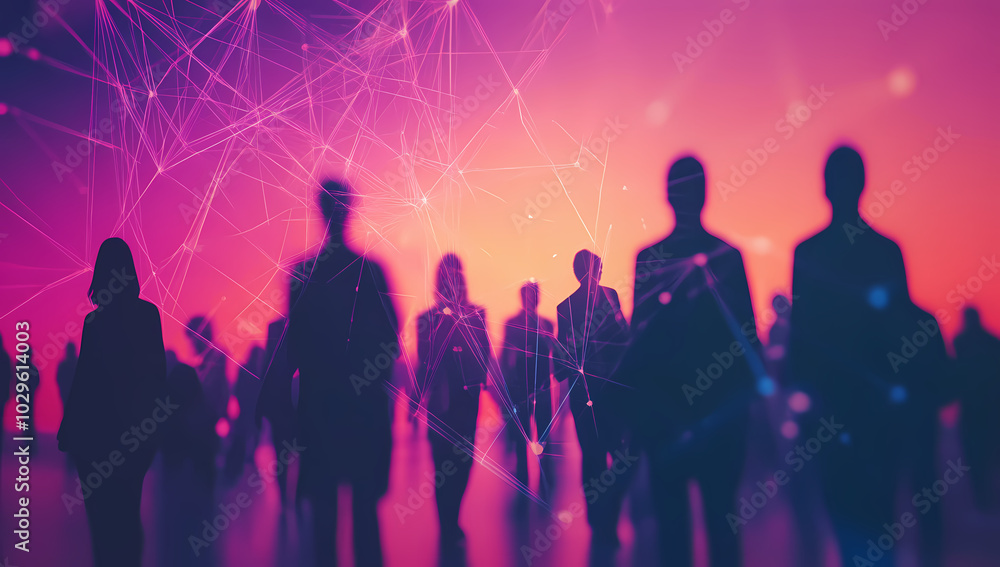A wide-angle shot of people standing in an office space, interconnected by glowing lines that symbolize the network effect of digital marketing.
A wide-angle shot of people standing in an office space, interconnected by glowing lines that symbolize the network effect of digital marketing.