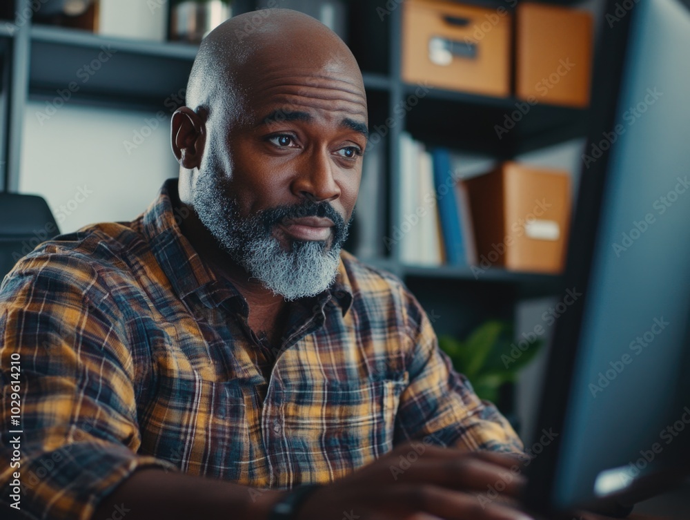 Businessman Working at Computer Businessman Working at Computer