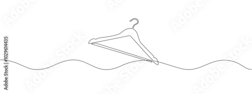 Drawing one continuous line of coat hangers or clothes hangers . Vector editable illustration for fashion design, shoe stores