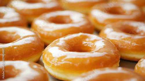 a dozen donuts with a golden, crispy texture arranged close-up on a smooth, light background