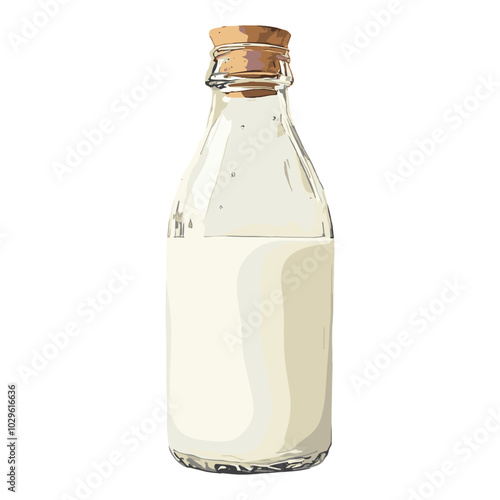 fresh milk in watercolor illustration style, isolated vector on white background