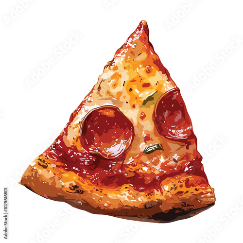 slice of pizza in watercolor illustration style  isolated vector on white background