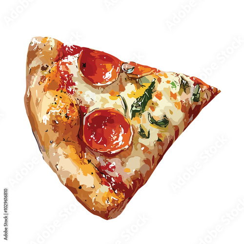 slice of pizza in watercolor illustration style  isolated vector on white background