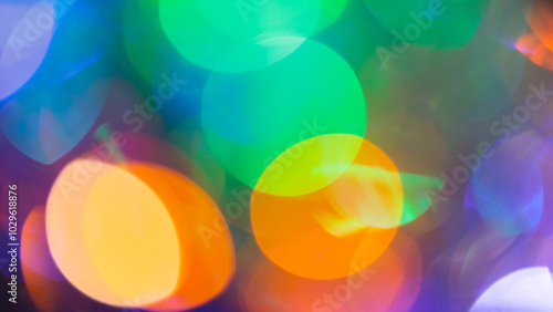 Abstract Colorful Background with Bokeh, Christmas and New Year Festive Lights