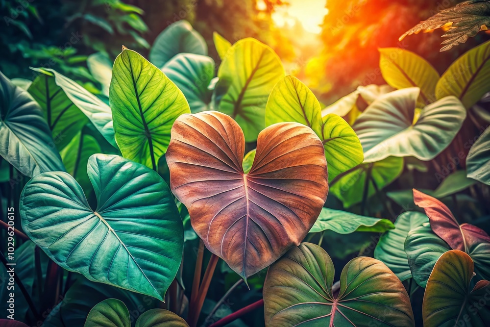 Obraz premium Vintage Elephant Ears Photography - Capturing the Beauty of Nature's Foliage