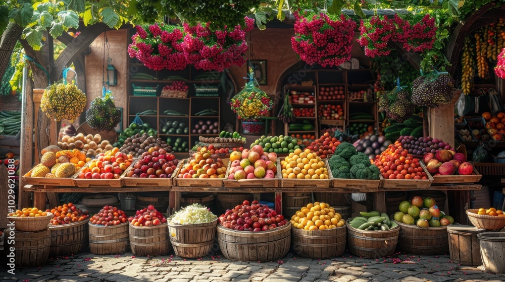 Obraz premium Vibrant Fruit Market Stall