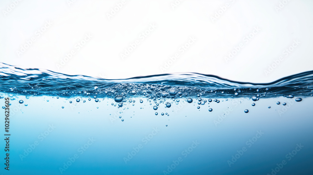 Image Of Waterline, Mid Way Up The Image. Bubbles In The Water. Water Is Mostly Blue And Light Blue. Image Of Waterline, Mid Way Up The Image. Bubbles In The Water. Water Is Mostly Blue And Light Blue.