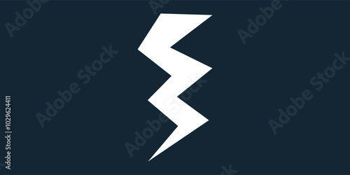 Thunder Crack vector icon symbol. Flat pictogram designed with white and isolated on a dark blue background.