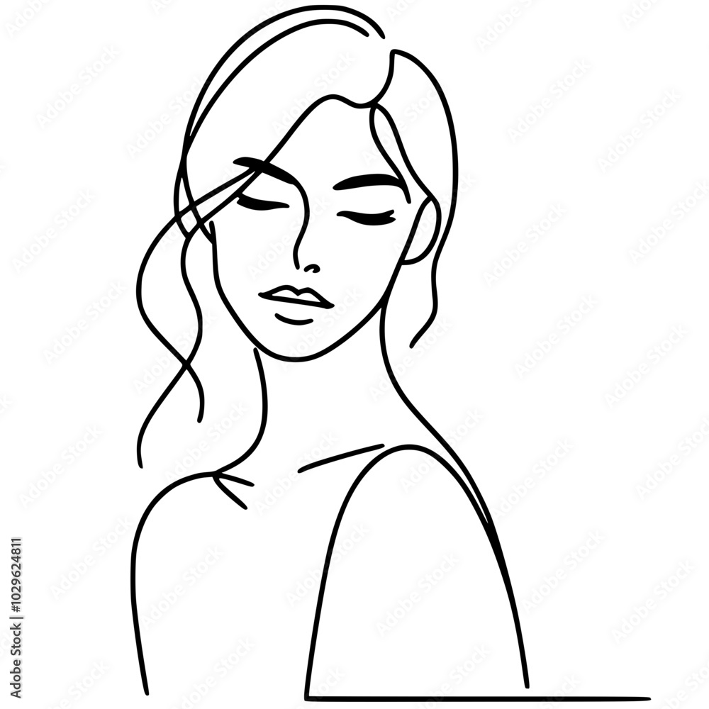 Silhouette sketch portrait of beautiful woman one line art vector design Silhouette sketch portrait of beautiful woman one line art vector design