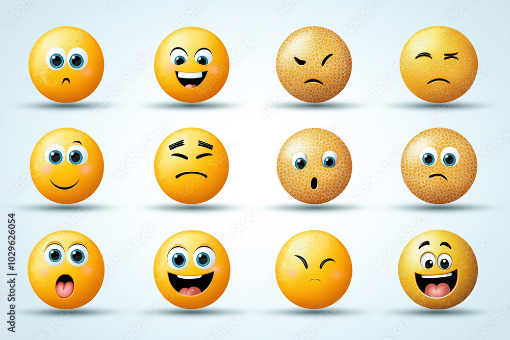 A collection of colorful emoji expressions showcasing various emotions and reactions A collection of colorful emoji expressions showcasing various emotions and reactions
