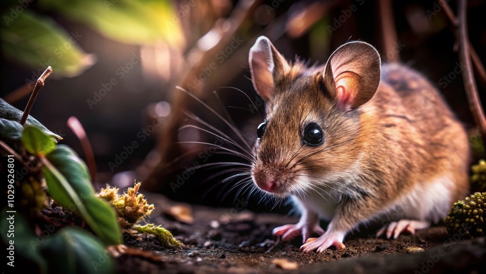 Wood Mouse in Lush Green Environment - High Depth of Field Photography Wood Mouse in Lush Green Environment - High Depth of Field Photography