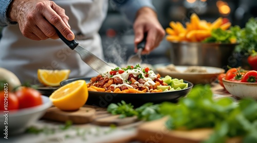 cooking in the kitchen, close up of a making delicious foods in the kitchen, food on the table