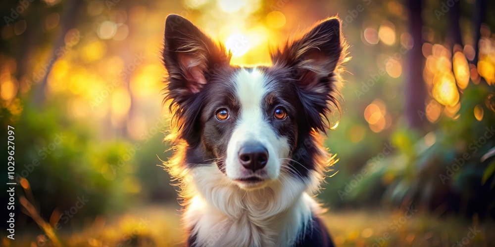 Fototapeta premium Young Border Collie Dog with Soft Floppy Ears - Adorable Portrait Photography