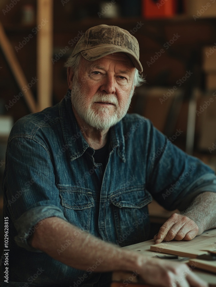 Experienced Woodworker in Workshop Experienced Woodworker in Workshop