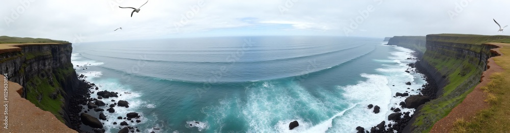 360 degree Cliffside Ocean View, 360 degree photo. HDRI spherical panorama. 360 degree Cliffside Ocean View, 360 degree photo. HDRI spherical panorama.