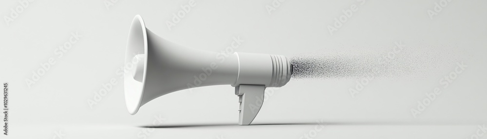 3D Megaphone Emitting Bold Text in a Straight Line on Sleek Clean Background 3D Megaphone Emitting Bold Text in a Straight Line on Sleek Clean Background