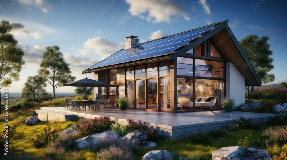 Fototapeta premium Modern Solar Powered Home