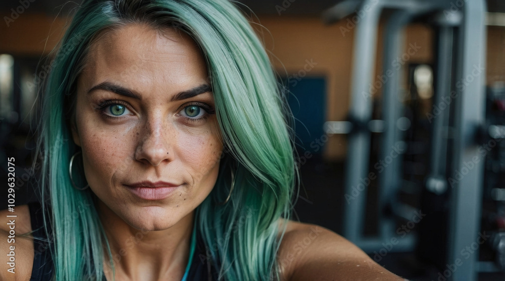 a portrait of a with green hairstyle a portrait of a with green hairstyle