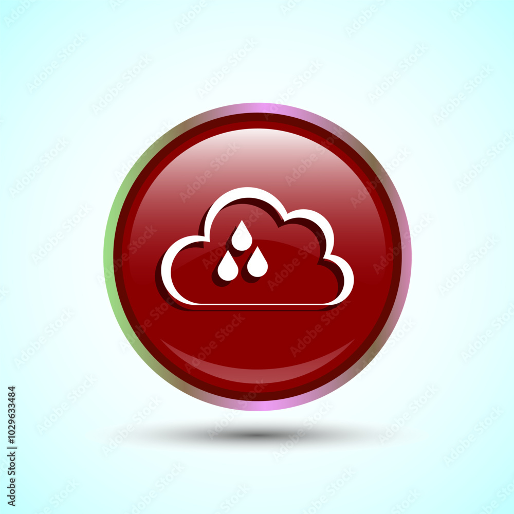 Cloud Icon Design Illustration, Weather Icon Sign, Red Color Round Button Design Cloud Icon Design Illustration, Weather Icon Sign, Red Color Round Button Design