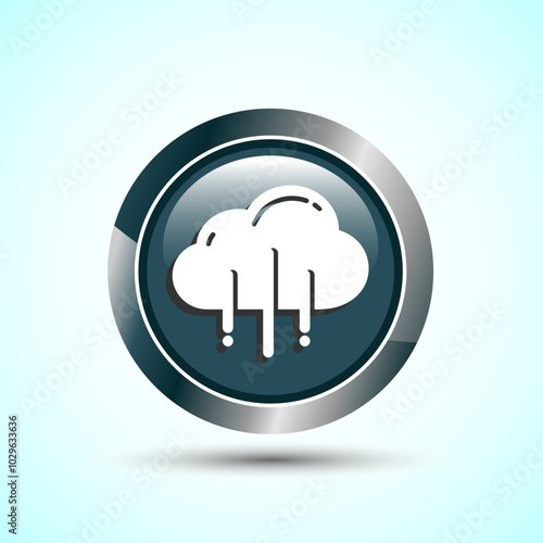 Cloud Icon Design Illustration, Weather Icon Sign, Gray Color Round Button Design