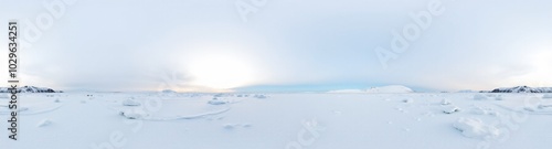 360 degree Frozen Arctic Tundra, 360 degree photo. HDRI spherical panorama.