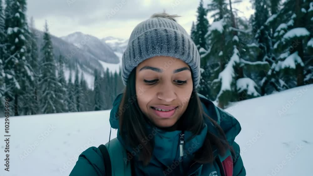 Serious African American female hiker in a mountain forest with smartphone looking for her geolocation. A focused hiker checks her smartphone for geolocation in the dense forest. Serious African American female hiker in a mountain forest with smartphone looking for her geolocation. A focused hiker checks her smartphone for geolocation in the dense forest.