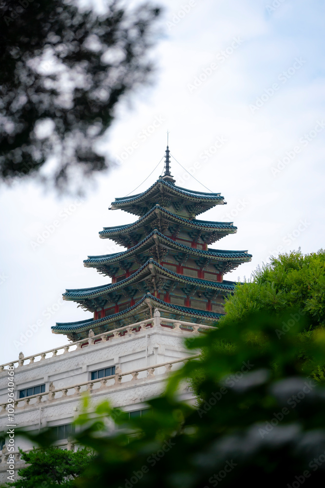 Iconic pagoda of National Folk Museum of Korea in Seoul next to Gyeongbokgung Palace, Seoul, South Korea. Iconic pagoda of National Folk Museum of Korea in Seoul next to Gyeongbokgung Palace, Seoul, South Korea.