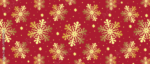 Vector illustration of red and gold snowflakes for Christmas and New Year background decorations