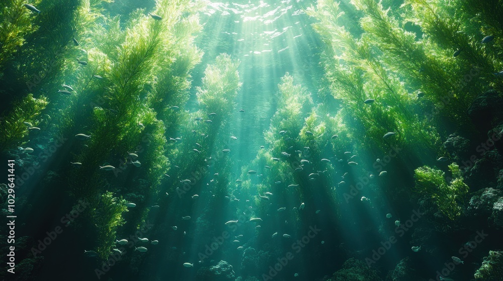Fototapeta premium Sunlight Through Kelp Forest