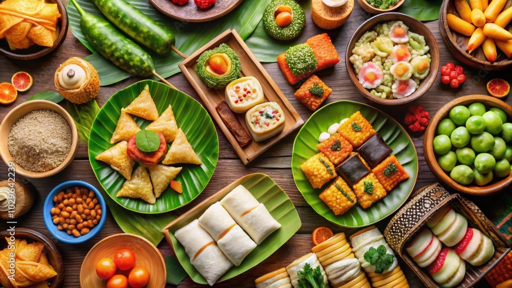 Cenil, Klanting, Dadar Gulung, and Pukis Cake in vibrant vector art, showcasing delightful culinary creativity and cultural flavors. Cenil, Klanting, Dadar Gulung, and Pukis Cake in vibrant vector art, showcasing delightful culinary creativity and cultural flavors.