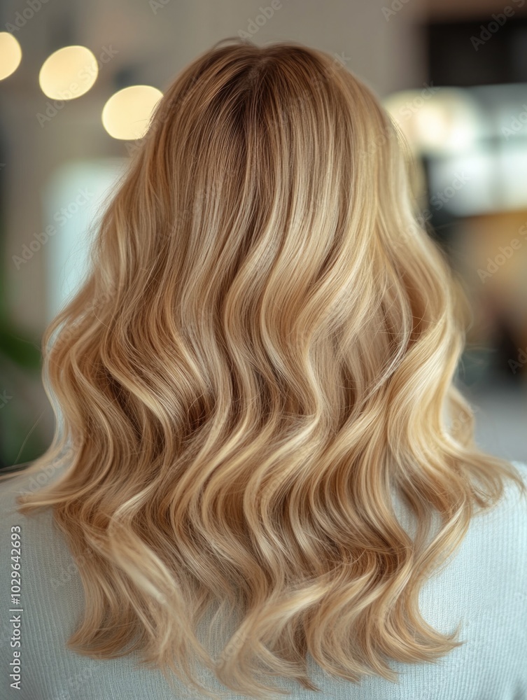 Long, Blonde Hair on a Woman in Casual Clothing Long, Blonde Hair on a Woman in Casual Clothing