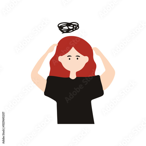 woman depression character illustration design. sad, anxiety, ilness, alone. sad woman character illustration design. Women with mental health problems. Stress and loneliness. Vector illustration.