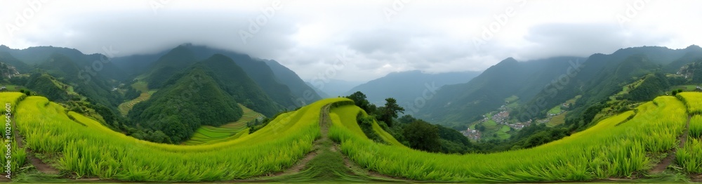360 degree Rice Terraces in Southeast Asia, 360 degree photo. HDRI spherical panorama. 360 degree Rice Terraces in Southeast Asia, 360 degree photo. HDRI spherical panorama.