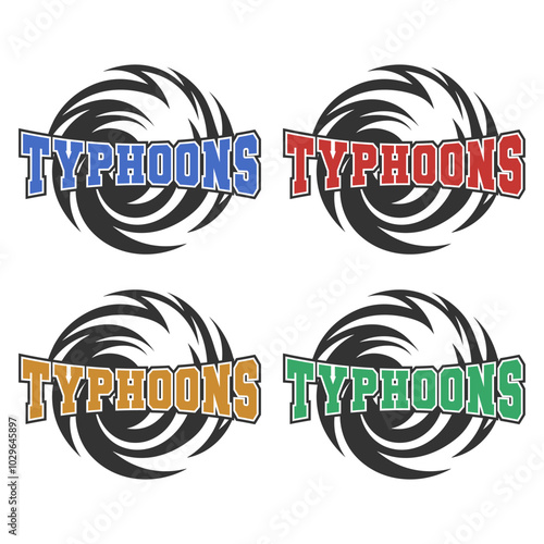 Typhoons Illustration Clip Art Design Shape. Mascot Silhouette Icon Vector.	
