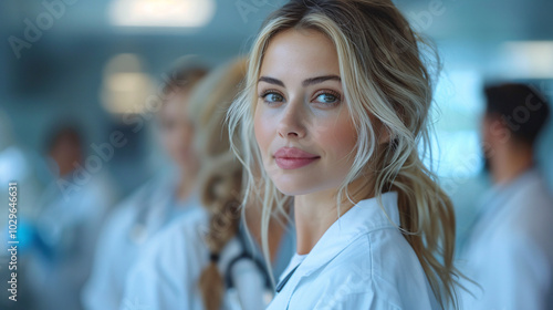 confident woman in lab coat smiles, showcasing her dedication to healthcare