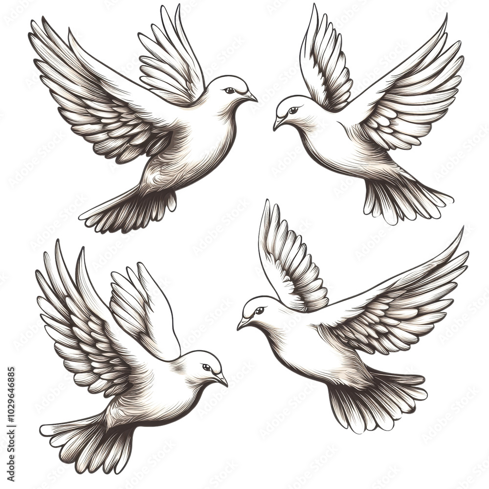 Obraz premium Dove Tattoos Representing Peace and Love