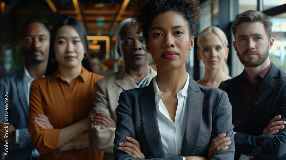 Empowered group of diverse professionals standing confidently together Empowered group of diverse professionals standing confidently together