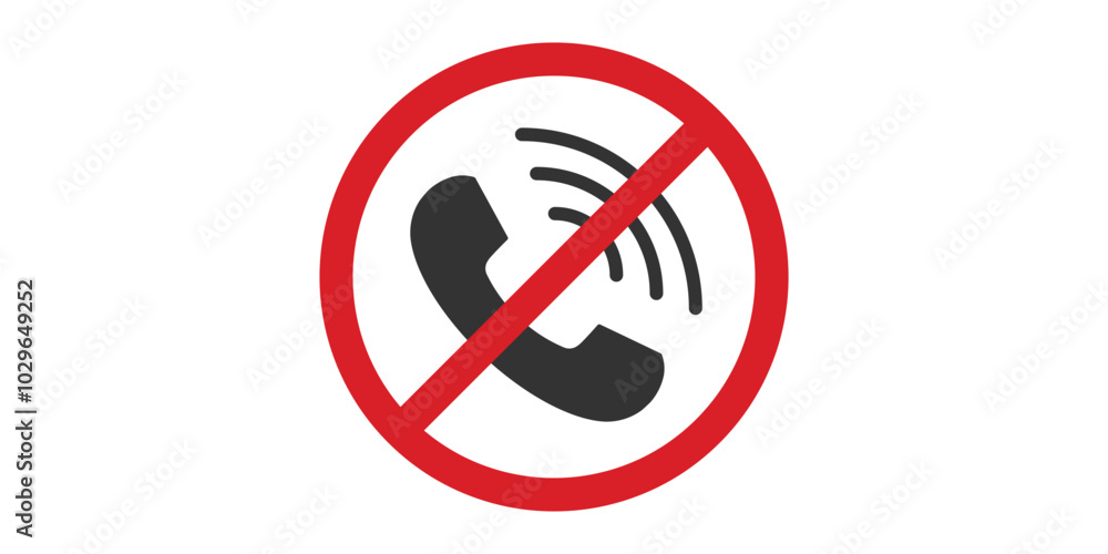 No phone calls icon on a white background. Isolated no phone calls symbol with flat style. No phone calls icon on a white background. Isolated no phone calls symbol with flat style.