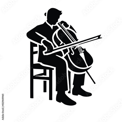 Cellist Silhouette