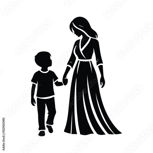 Mother and Son Silhouette