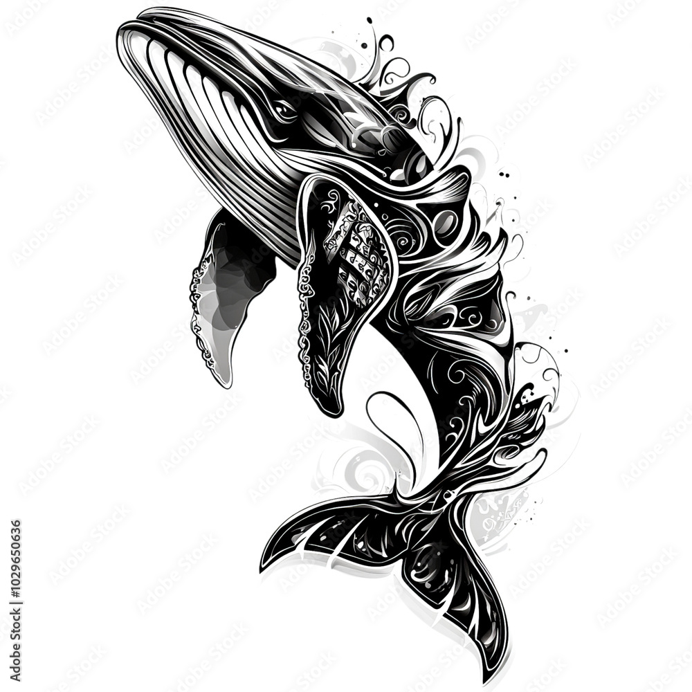 Obraz premium Strength and Vastness in Whale Tattoos